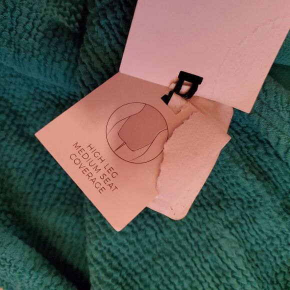 NWT Shade & Shore Turqoise Ribbed Highleg Onepiece Swimsuit. Size Large - Picture 9 of 10